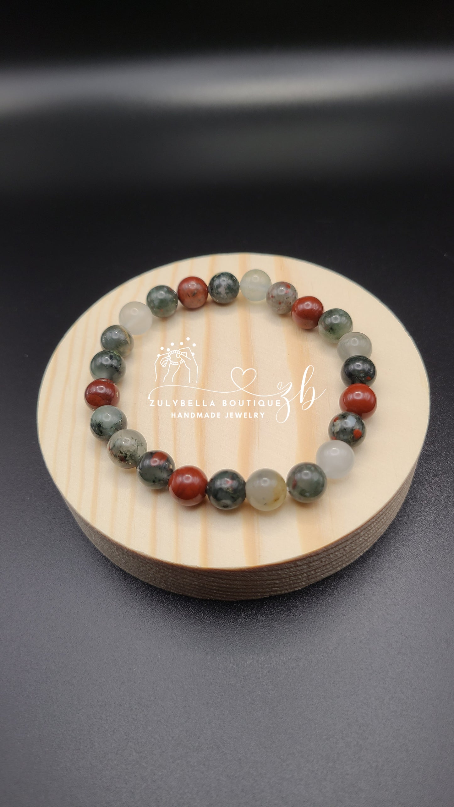 African Bloodstone Natural Gemstone Bracelet