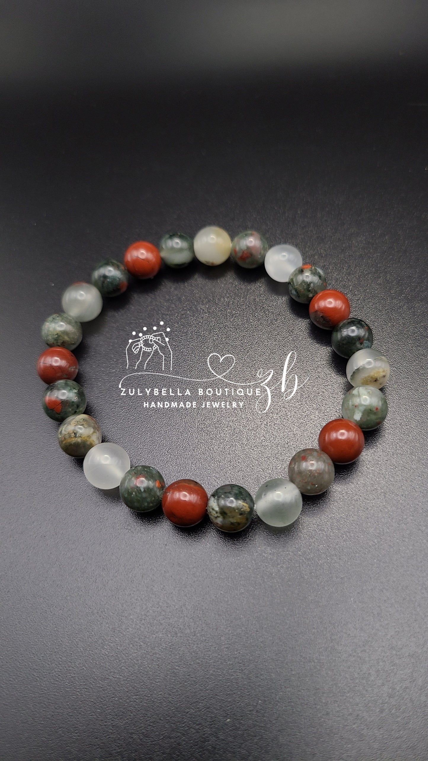 African Bloodstone Natural Gemstone Bracelet