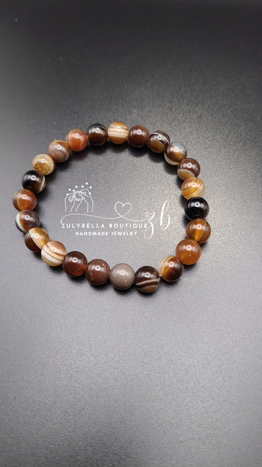 Coffee Agate Natural Gemstone Bracelet